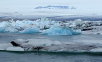 Icebergs with glacier in background