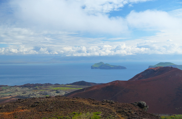 North towards mainland over Eldfell volcano crater