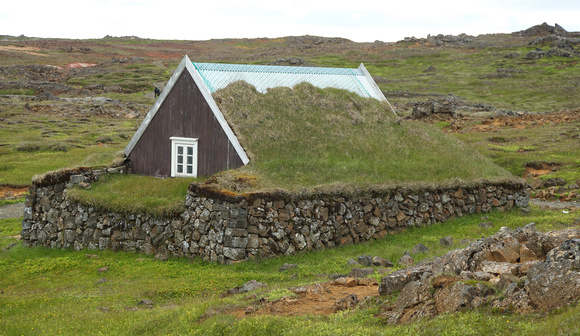 Restored turf-roofed croft