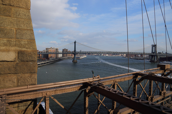 Manhattan Bridge from Brooklyn Bridge, NYC